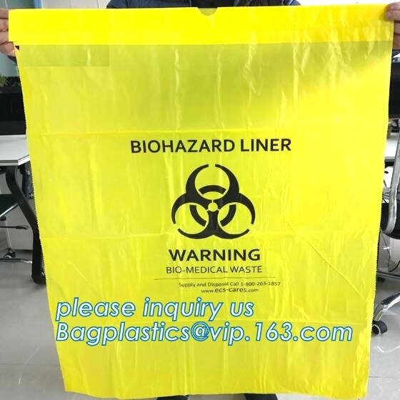 Disposable plastic biohazard bags infectious linen waste bags, Yellow