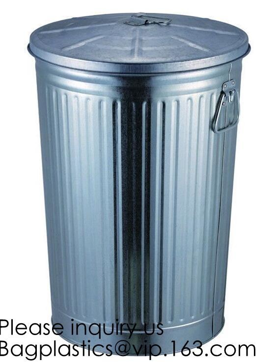 Zinc Plated Waste Bin with 25L 35L 45L 55L 65L 75L 100L, Tin Embossed