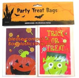 Halloween CPP plastic Cello Treat Bag with black twist ties,Pumpkin Bag Kids Candy Bag For Children Handhold bag Festiva