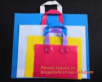 CLEAR FROSTED SOFT LOOP SHOPPER BAG,Soft Loop Handle Plastic Bag OEM Plastic Bagbiodegradable retail shopping bags pack