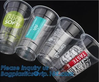 Food grade 12oz 375ml cold drink transparent biodegradebale PET disposable plastic cup/airline plastic drinking cup