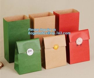 Flat Paper Handle Customized Design Shopping Gift Printed Kraft Paper Bag,ECO Friendly Bread Paper Bag/Snack Food Packag