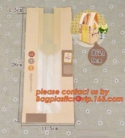OPP Window Paper Bags, opp paper bags, Custom printed French bread packaging kraft paper bags with window, Take away