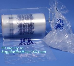 nylon Drawstring closure Plastic Ice Bags, biodegradable ice cube plastic bag, Gravure Printing Custom Wicketed Bags Ice