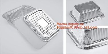 Custom Printing Logo Disposable Rectangular Aluminum Foil Food Takeaway Container with paper lid,Disposable Durable Alum