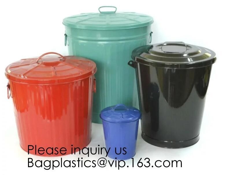 Zinc Plated Waste Bin with 25L 35L 45L 55L 65L 75L 100L, Tin Embossed