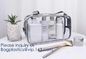 Holiday Cosmetic Bag Flamingo Ice Cream Transparent Makeup Bags With Handle See Through Plastic Makeup Bags, Dress Bags