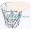 Wooden top metal wire coffee table design, customized design size wire coffee side tables, Black iron base and transpare