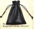Black Color PU Leather Double Drawstring Protection Headphone Pouch Bag headphone pouchPU Leather Drawstring Promotiona