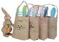 burlap easter tote, bunny ear kid Jute Shopping Bag With Leather Handles,cambric bag,Custom logo jute tote shopping bag
