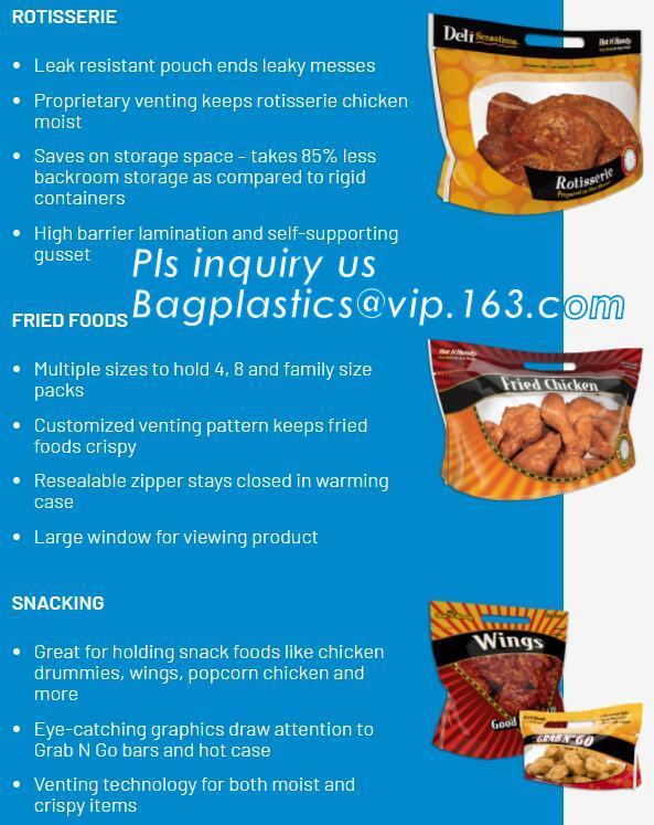 fried chicken bag for roast hot food packaging, food storage plastic