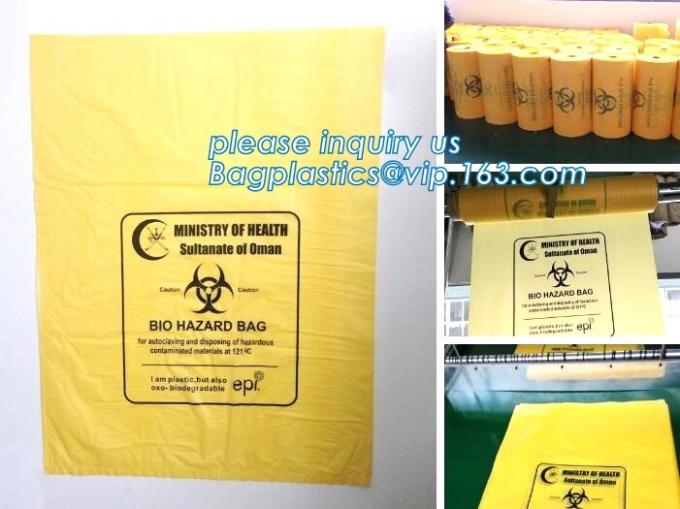 Red bag, yellow medical biohazard waste bag, hospital biohazard medical