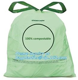 drawstring 100% eco friendly direct manufacturing factory compostable garbage bags on roll, Sealing &amp; Handle and Customi