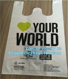 En13432 certified custom printed wholesale biodegradable compostable plastic pharmacy bag with singlet handle BAGS