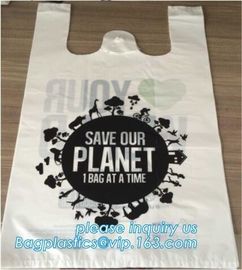 China manufacturer 100% biodegradable singlet bags with EN13432 BPI OK compost home ASTM D6400 certificates, BIO, ECO