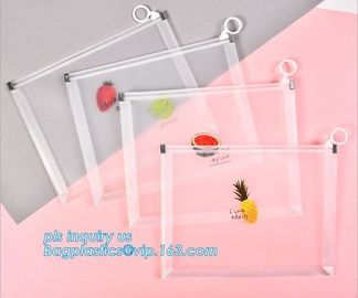 Custom Packaging Clear PVC Jelly Bag with Plastic Slider Zip lockk PVC Storage Cosmetics Packing Bag, white logo small pla