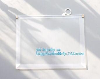 custom stationery frosted pvc bag with slider, Handy briefcase slider bag / trendy handle sling bag, /zipper slider plas