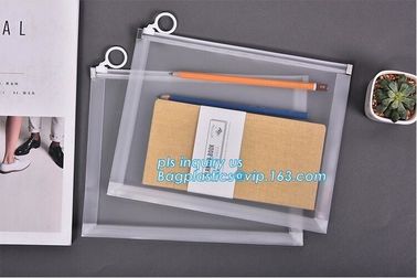 PVC slider Zip lockk bag for stationery, file,school kids, stationery packaging zipper bag with slider, PVC plastic Hanger