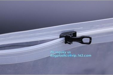 metal packaging slider zipper bag, Slider Zipper PVC Pouch Clear Vinyl PVC Zip lockk Bag, polyvinyl chloride material plas