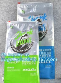 Slider zipper quad seal bag 10kg pet food bag, Tin Tie Flat Bottom Coffee Bean Bag / Aluminum Foil Side Gusset Quad Seal