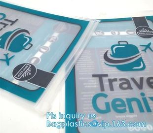zipper slider travel cosmetic bag, commodity package bag, Promotional Transparent Cosmetic PVC Bag Slider Zip Bags Clear