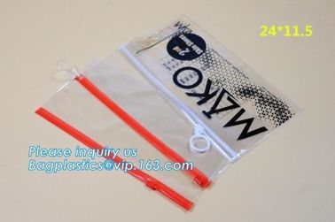 Swimwear toiletry PVC Vinyl Bag With Slider Zip lockk, Slider zipper Clear pvc bag for package Vinyl, snap button PVC EVA