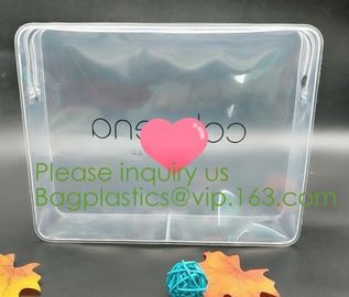 nylon zipper pvc bag Promotional Customize Logo print Transparent PVC plastic clear cosmetic bag with non-woven zipper