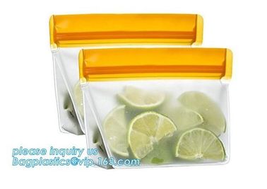 Clear Food Grade Stand-Up Leakproof Reusable PEVA Storage Bag, Preservation Bags for Vegetable,Fruit, Meat, Fish, Snack