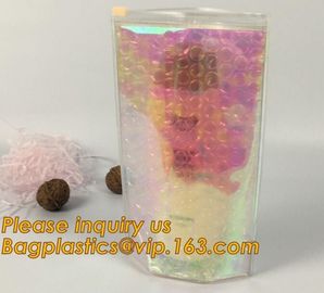 transparent slider zipper bubble bag，Reusable portable PE bubble wine bottle protector bag,Zip lockk bubble bag,slider pac