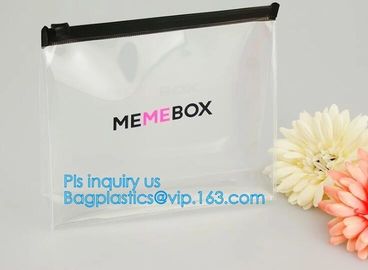 fashion thick clear retail custom printed pvc slider zipper bag, mini plastic zipper cosmetic slider zip bags with print