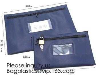 Portable Bank Bag Zipper Leather Security Deposit Bag With Name Card Pocket Bank Locking Document Security Bag Deposit B