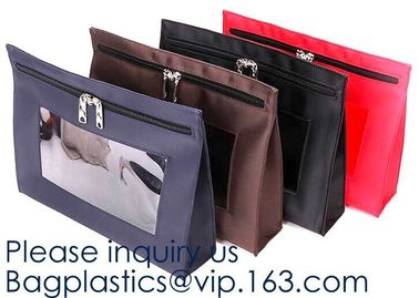 Waterproof Oxford Medicine Safety Bag with Lock and Keys Locking Bank Deposit Bag,Money Bank Bag Zipper Leather Cash Dep