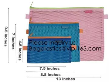 Colored Mesh Zipper Pouch Multipurpose Travel Mesh Bag for Cosmetics Offices Supplies Travel Accessories, stationery pac