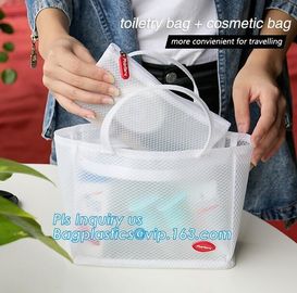 cosmetic PVC mesh bag, vinyl pvc zipper blanket bags/small mesh zipper bags/zipper bag, Mesh Makeup Brush Organizer Trav