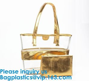 Tote Bag/Shoulder Bag/Shopping Bag/Handle Bag/Beach Bag/Waterproof Bag,Lady Handbag Set Transparent Beach Tote Bag With