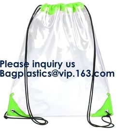 PVC Drawstring Bag Backpack With Solid Bottom Promotional Custom 210D Transparent PVC Clear Drawstring Backpack Bags