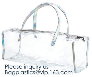 Clear PVC Shopper Tote Bags,Tote Shopping Pvc Material Bag With Logo,Beverage Package,Shopper Tote Bag with Small Pouch