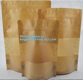 Square Bottom Gusseted Resealable Kraft Paper Stand Up Pouch Rice Packaging Bag With Zipper And Window BAGEASE PACKAGE