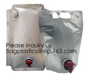 Liquid Stand Up Pouch Spout Bag With Tap For Red Aluminum Foil Custom Wine Packaging Air Bubble Bags, Wine Carriers, Jui