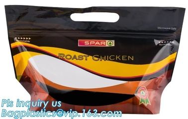 zipper bags for take away food package, Microwave safe deep frozen plastic packaging bags for fried chicken packaging