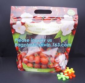 LDPE Zip lockk aseptic grape bag,cherry bag,fruit bag with hole/slider Zip lockk fruit bag with air holes for grape packagin