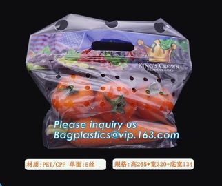 Hang Hole Plastic Stand Up Cherry Bag Factory, Fresh fruit bag(Cherry/Lichi/grape), Perforated Standup Bag for Fruit Pac
