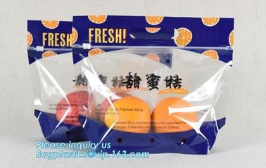 resealable slider top zipper bag for vegetable fruit bag, Fruit slider zip bag with air holes for grape packaging, resea