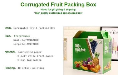 corrugated fruit packing box, kraft paper, gloss lamination, offset printing, foldable box,flower cone,flowral packaging