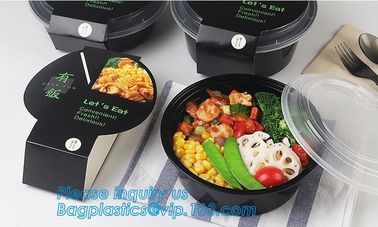 1000ml Black Disposable Biodegradable Bento Food Noodles Container PP Plastic Microwave Safe Soup Bowl bagplastics bagea