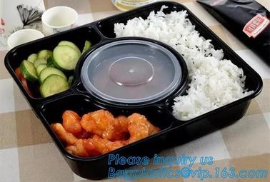 stackable airtight food tray 5 compartments,Professional design plastic sea food container,6 Compartment Food Tray pack