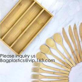 12-Piece Reusable Bamboo Flatware Set with Portable Storage Case,Chopping Board,Cheese Board,Pizza Board,Drawer Organzie