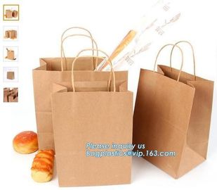 Custom brown bakery food grade packaging bread kraft paper bag with handles,Bread Packaging Paper Bags for Wholesale pak