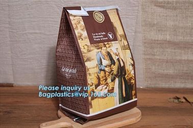 Recyclable sandwich bread food packaging brown paper bag custom kraft pastry paper bag，kraft paper bread bag with window