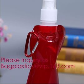 Environmental Cartoon Foldable Water Bottle Bag,BPA Free Plastic Custom Logo Printed Bottle Foldable Drinking Collapsibl